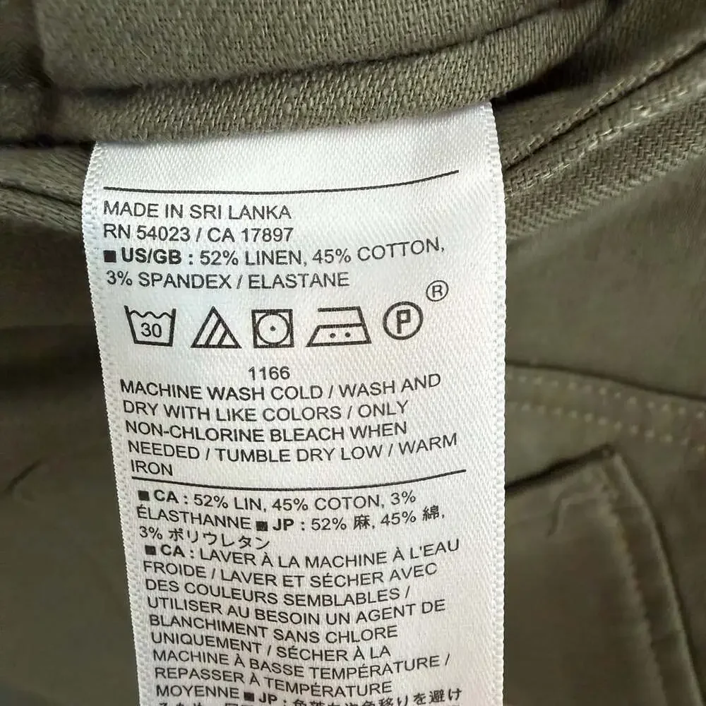 Banana Republic Linen Blend Parachute Pants Size L Green